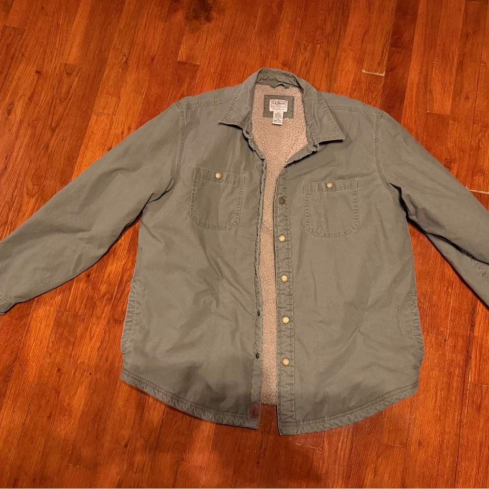 Men's LLBean fleece lined button down shirt jacket